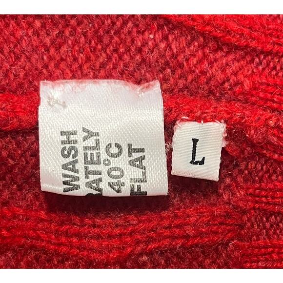 9-24 TURNBULL & ASSER Men's Sweater Cable-Knit Red Large - Picture 5 of 6